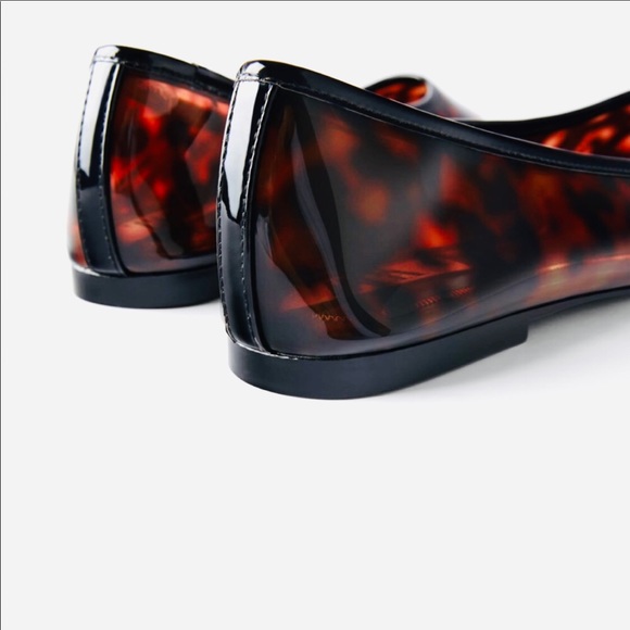 NWT Zara Tortoise Shell Effect Soft Ballet Flats - Picture 3 of 8